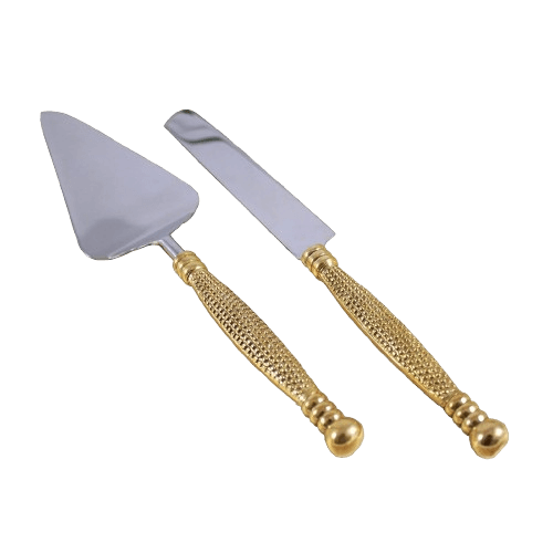 S.STEEL BUTTER KNIFE WITH BRASS HANDLE (POLISH) SET OF 2